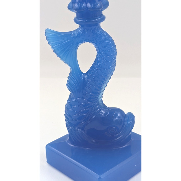 Vintage Imperial Glass Blue Dolphin Koi Fish Candlestick for MMA 10-5/8" - Picture 7 of 11